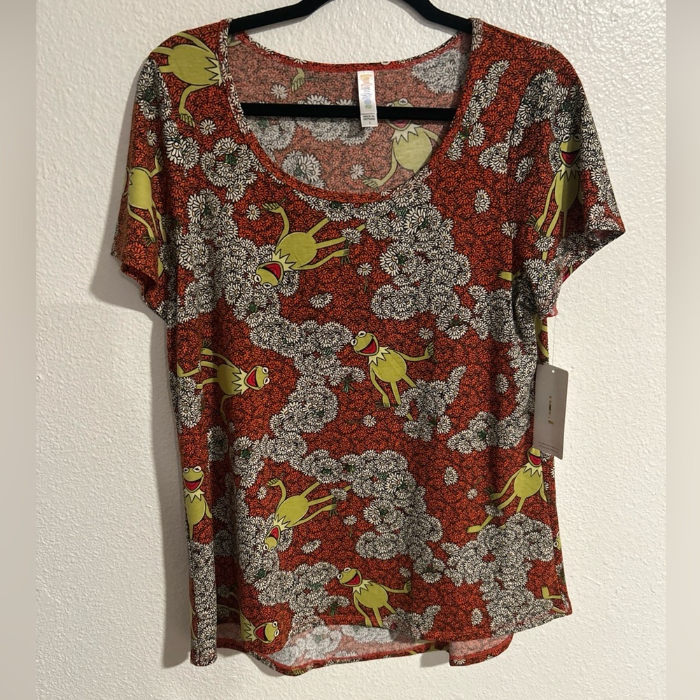 NWT LuLaRoe Disney Classic T Large Kermit the Frog White/Red/orange ShortSleeve
